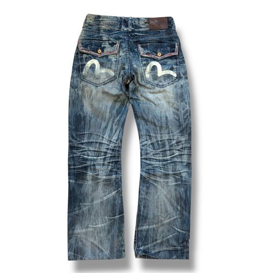 Evisu Genes bleached vintage Japanese denim jeans