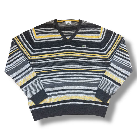 Vintage Lacoste striped v-neck wool sweater