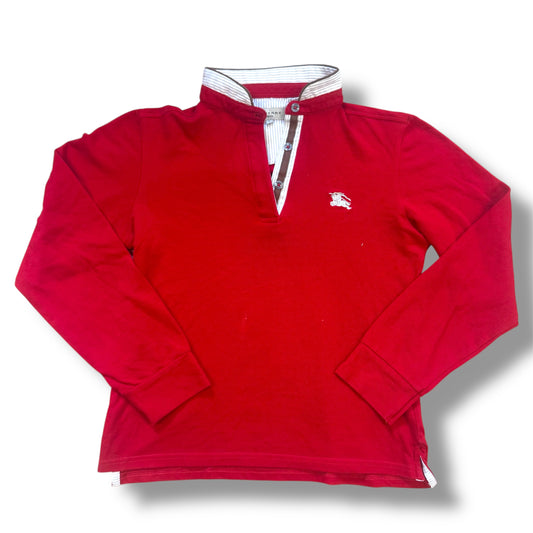 Vintage Burberry cute red long sleeve polo