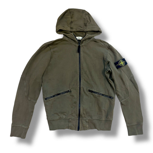 Stone Island olive-green zipped hoodie