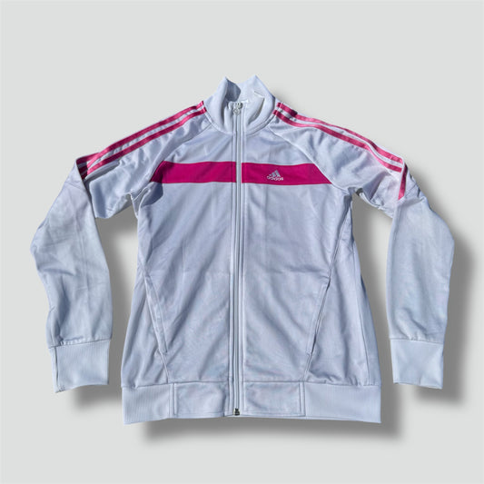 Adidas white and pink track jacket