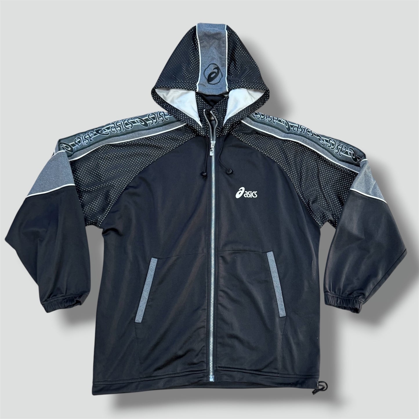 Asics black Streetwear style zip-up hoodie
