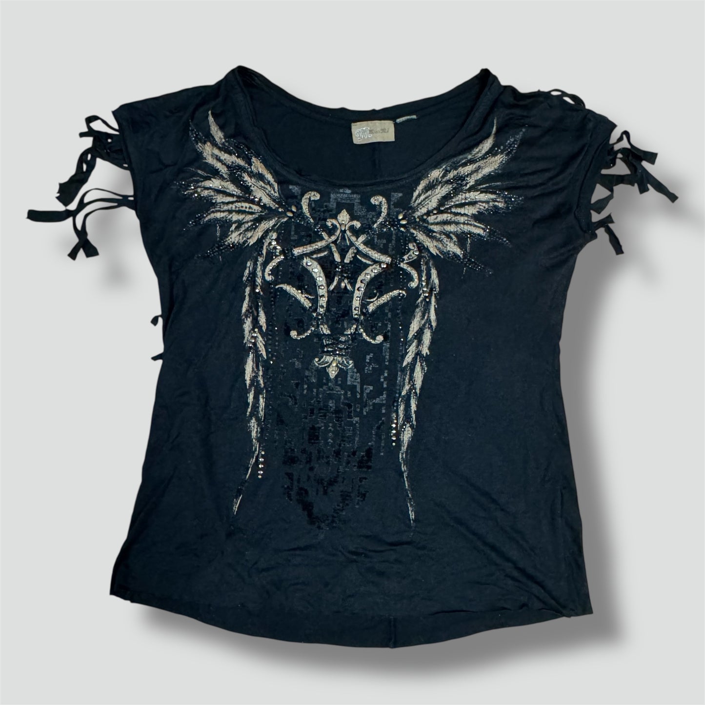 Vintage Miss Me black rhinestones top