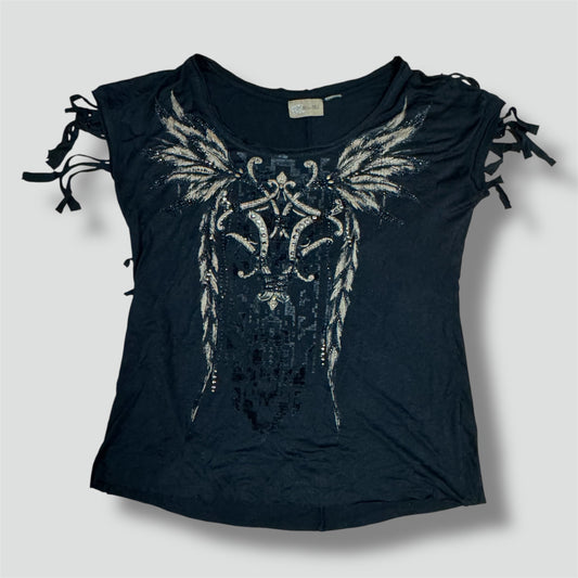 Vintage Miss Me black rhinestones top