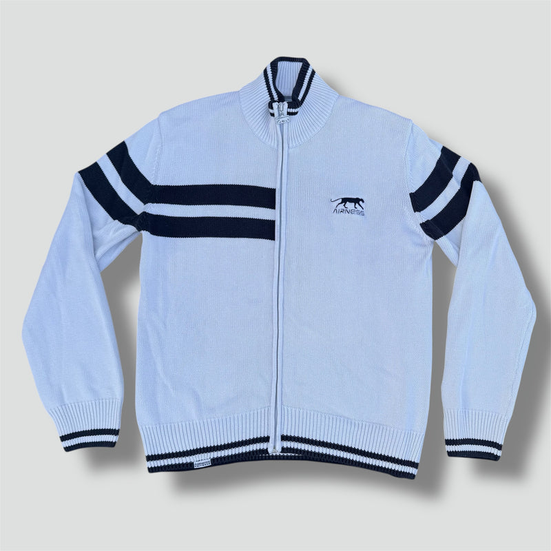 Sourced limited accessories and clothes Airness vintage white knitted zip-up jacket – Secondhand Streetwear
