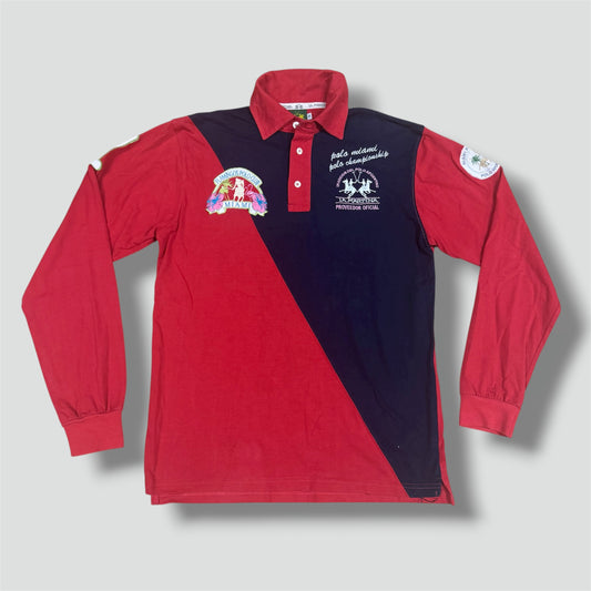 La Martina Flamingos red long-sleeve polo shirt