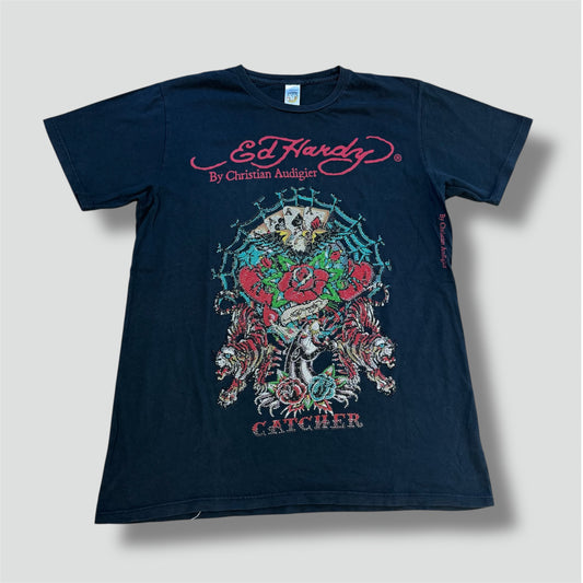 Ed Hardy y2k "asses catcher" rhinestones tee