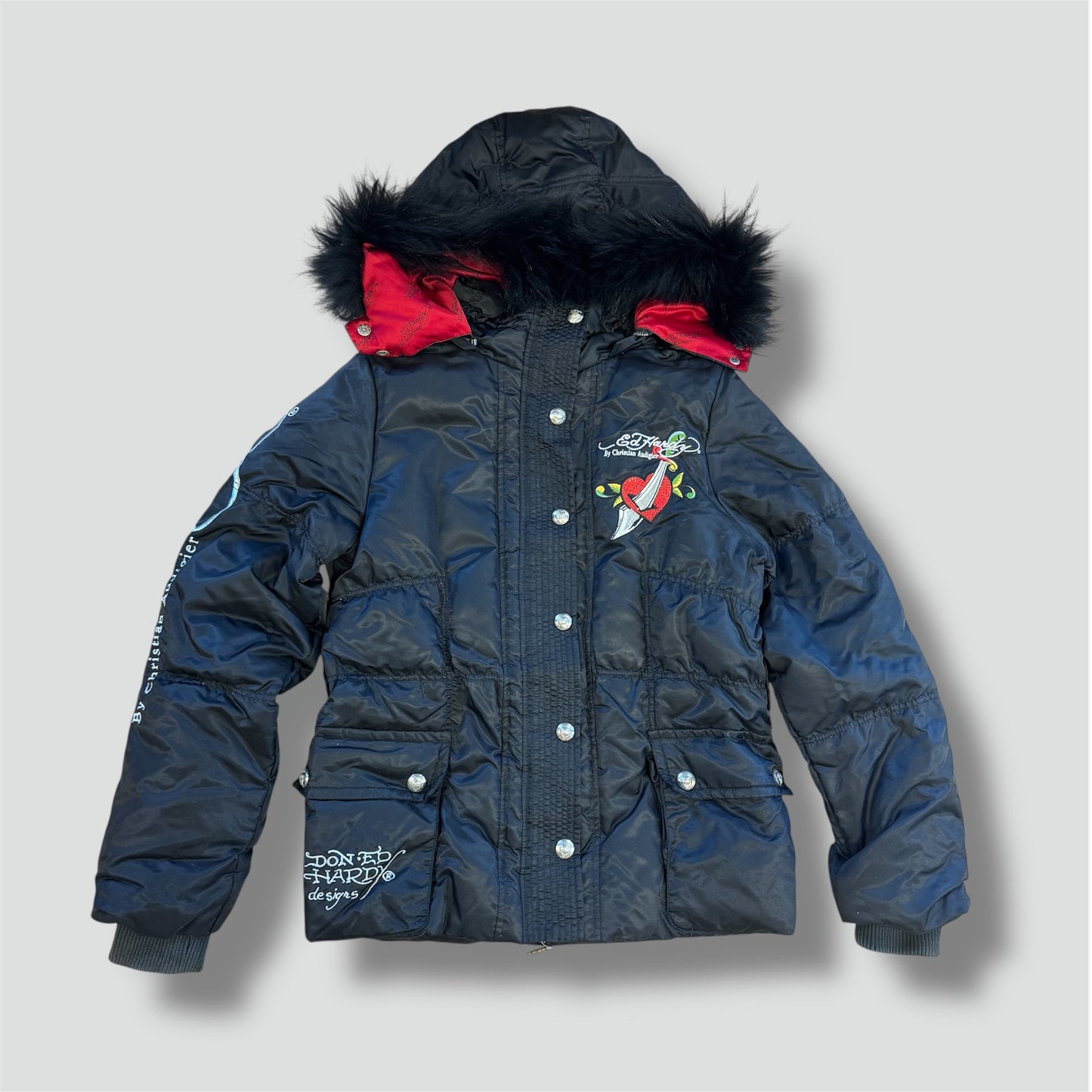 Ed Hardy y2k rhinestones winter jacket