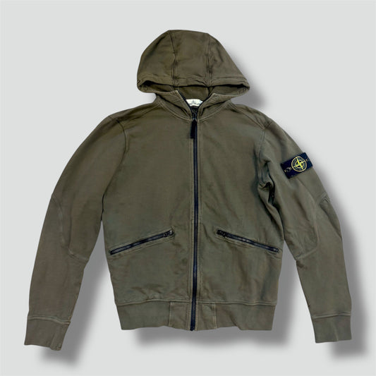 Stone Island olive-green zipped hoodie