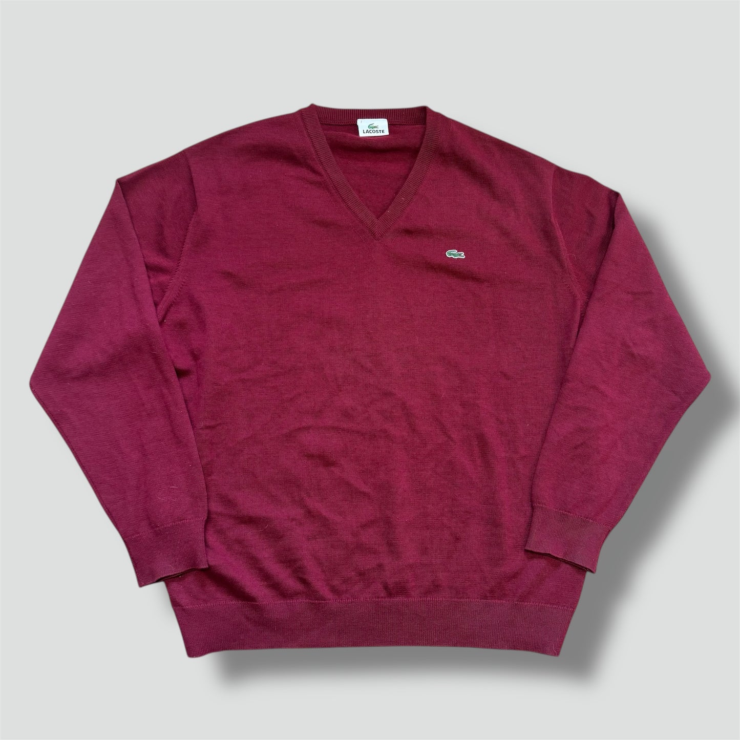 Lacoste vintage burgundy v-neck sweater
