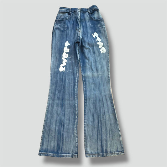 2000s style "Sweet Star" striped wide-leg jeans