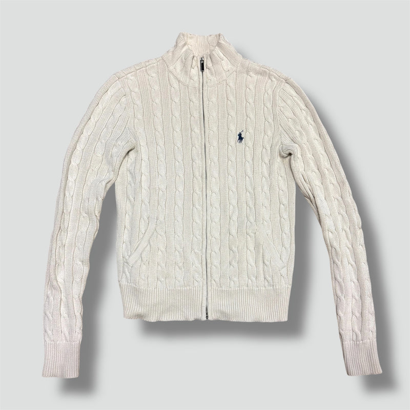 Sourced limited accessories and clothes Ralph Lauren Sport vintage white knitted jacket – Secondhand Streetwear