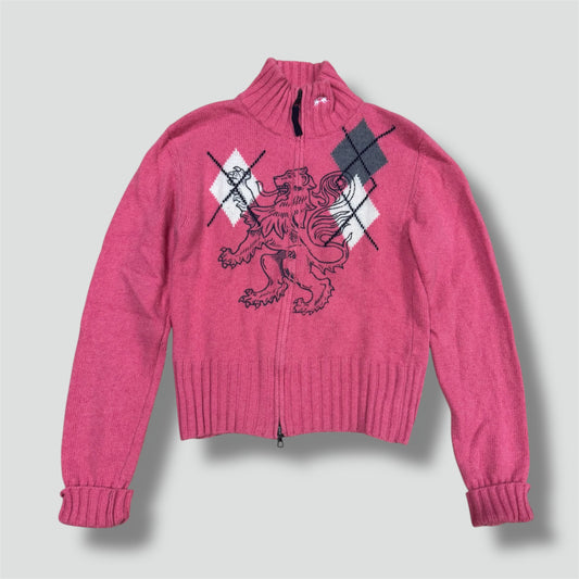 La Martina Spannen pink vintage knitted zip-up