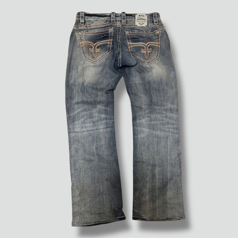 Sourced limited accessories and clothes Rock Revival y2k vintage ripped straight jeans – Secondhand Streetwear