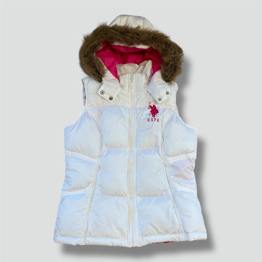 US Polo Assn white fur puffer vest