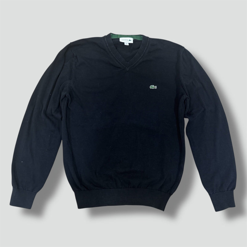 Sourced limited accessories and clothes Lacoste dark blue v-neck sweater – Secondhand Streetwear