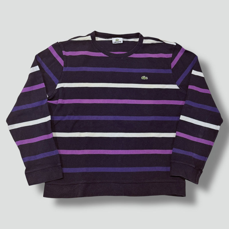 Sourced limited accessories and clothes Lacoste vintage purple striped sweatshirt – Secondhand Streetwear