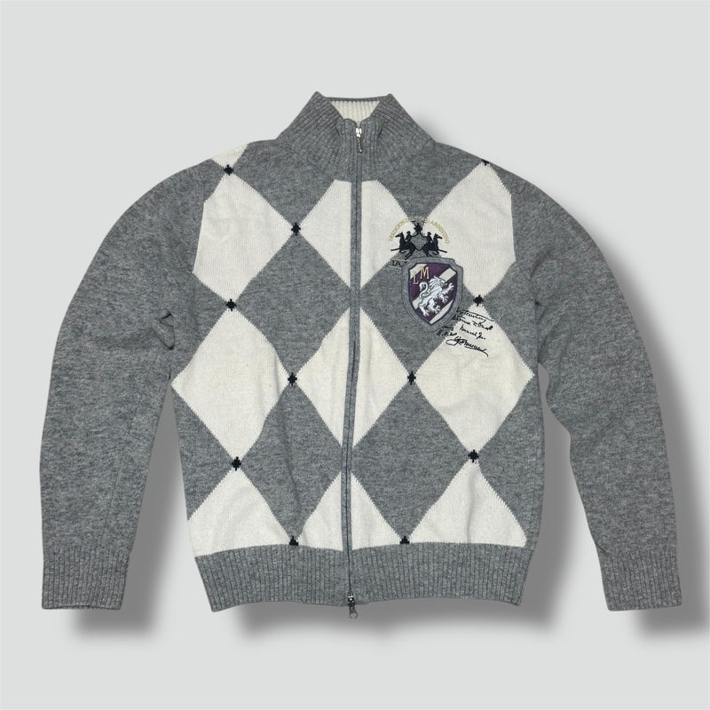 Sourced limited accessories and clothes La Martina vintage checkered grey wool jacket – Secondhand Streetwear