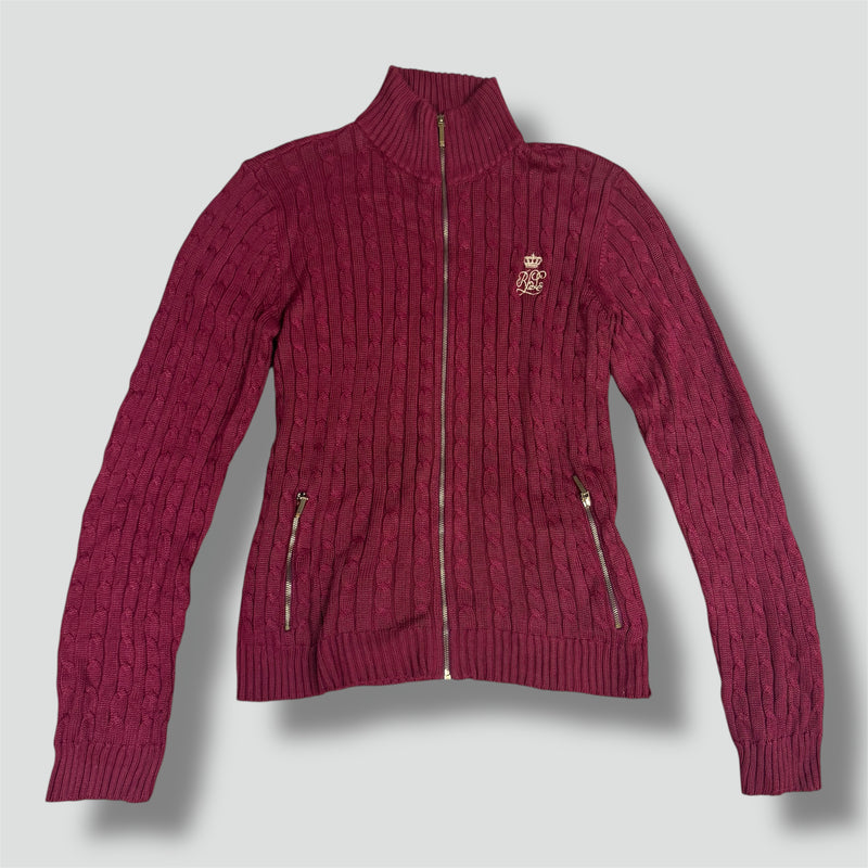 Sourced limited accessories and clothes Lauren Ralph Lauren burgundy knitted zip-up – Secondhand Streetwear