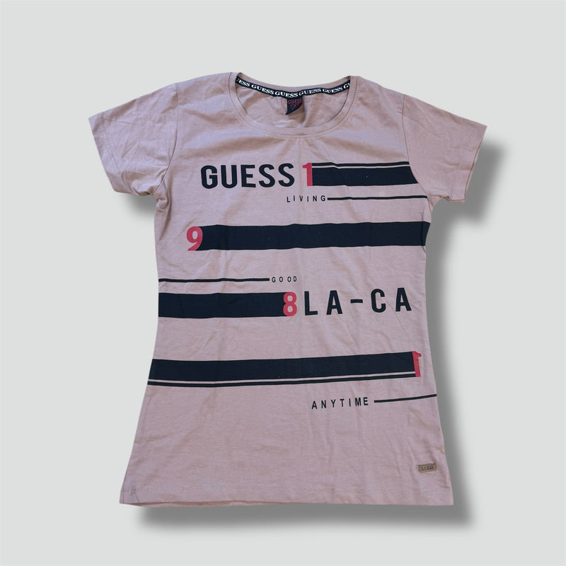 Sourced limited accessories and clothes Guess LA-CA pink women’s T-shirt – Secondhand Streetwear