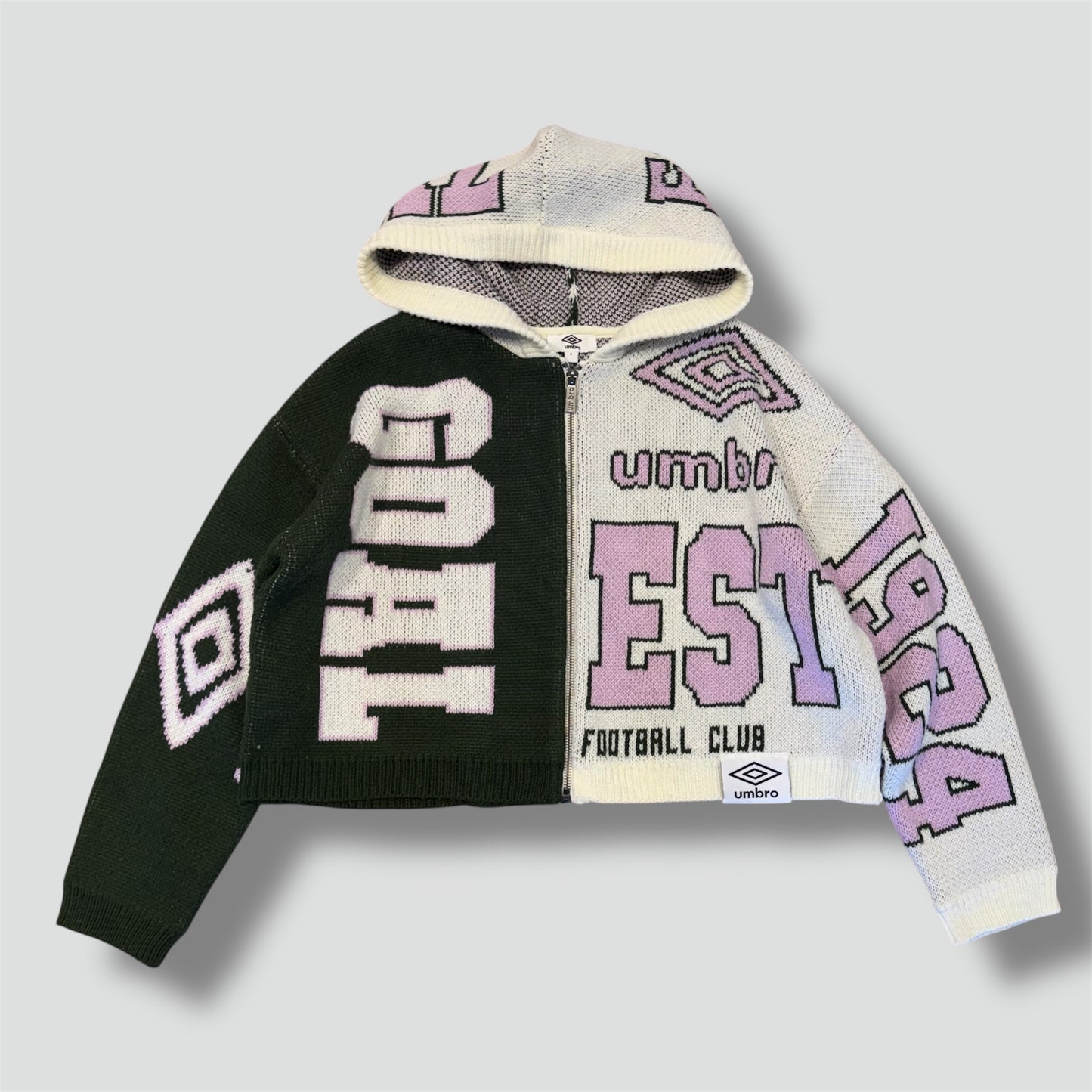 Umbro colourful cropped knitted zip-up hoodie