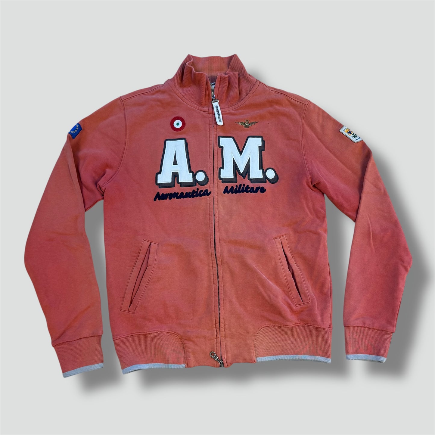 Aeronautica Militare orange zip-up jacket