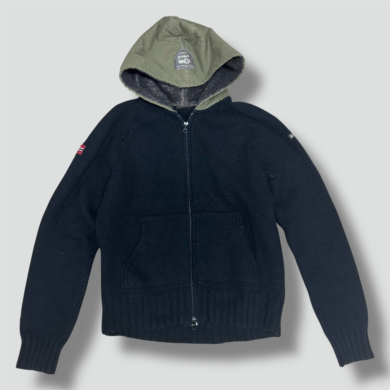 Sourced limited accessories and clothes Napapijri vintage black zipped hoodie – Secondhand Streetwear