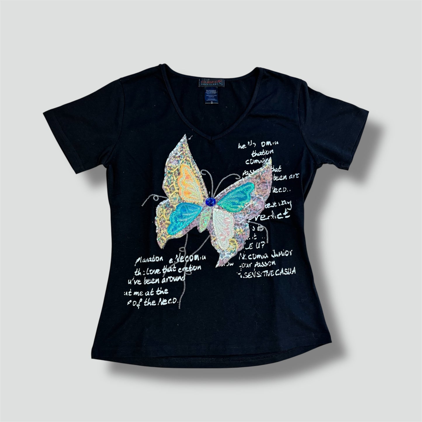 Custo Barcelona Y2K butterfly glitter t-shirt