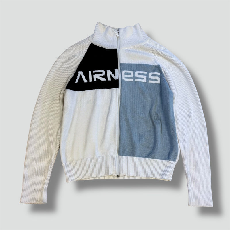 Sourced limited accessories and clothes Airness white vintage knitted zip-up jacket – Secondhand Streetwear