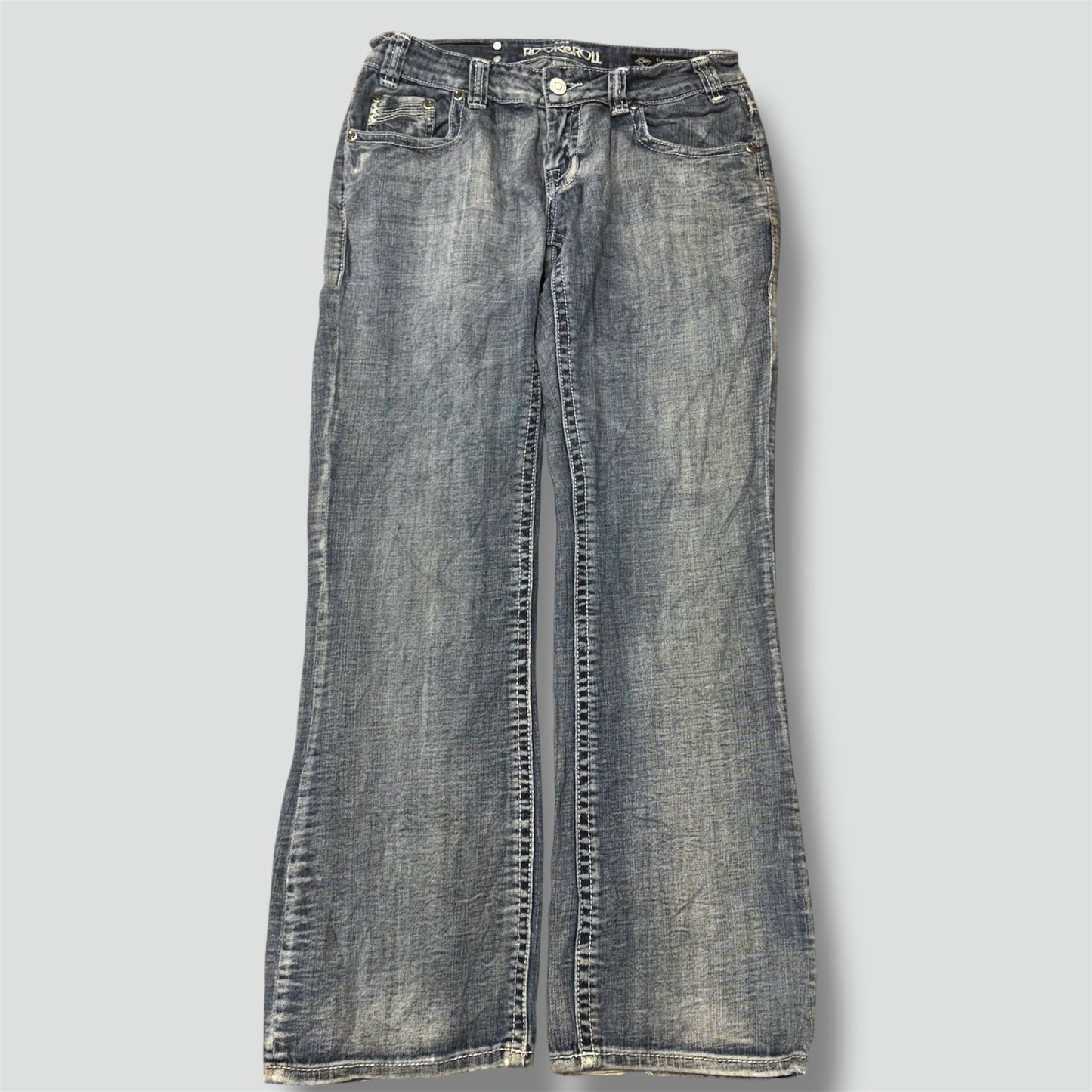 Rock and Roll Y2K wide leg low waist jeans
