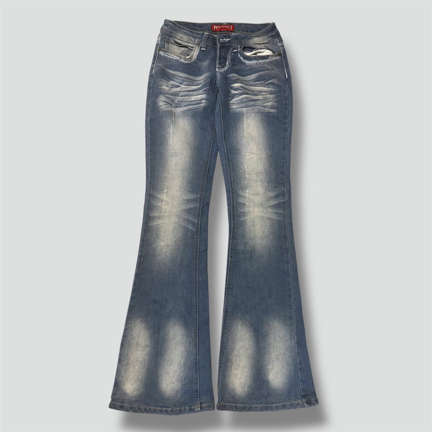 Red Rivet Y2K stone washed wide leg jeans
