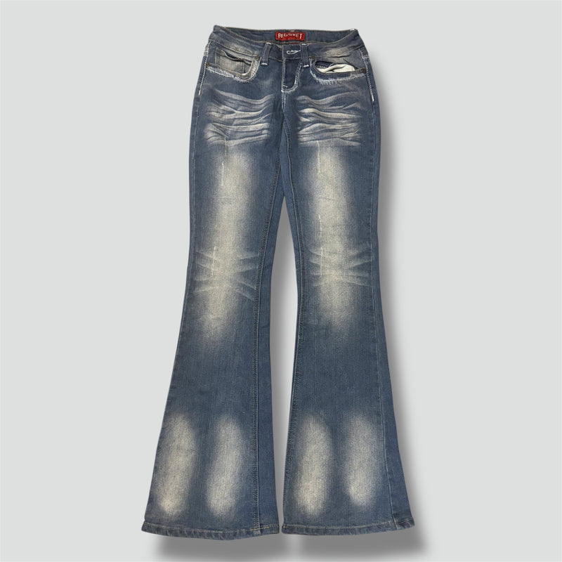 Detailansicht: Sourced limited accessories and clothes Red Rivet Y2K stone washed wide leg jeans – Logo, Nähte oder Material