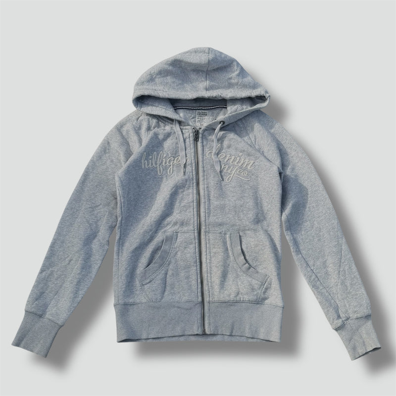 Sourced limited accessories and clothes Hilfiger Denim Y2K grey zipped hoodie – Secondhand Streetwear
