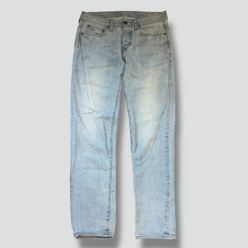 Detailansicht: Sourced limited accessories and clothes G-Star Raw light blue denim jeans – Logo, Nähte oder Material