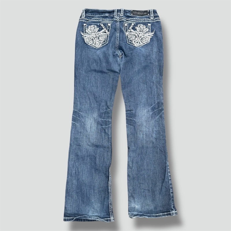 Sourced limited accessories and clothes LA Idol USA Y2K glitter wide leg jeans – Secondhand Streetwear