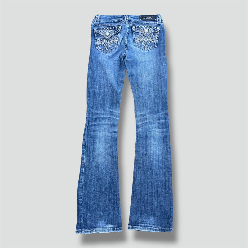Sourced limited accessories and clothes LA Idol Y2K rhinestones bootcut jeans – Secondhand Streetwear