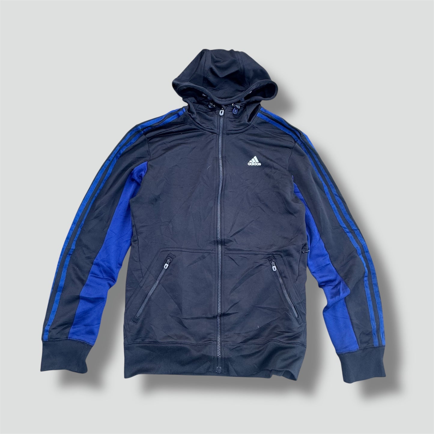 Adidas streetwear style black hooded track jacket