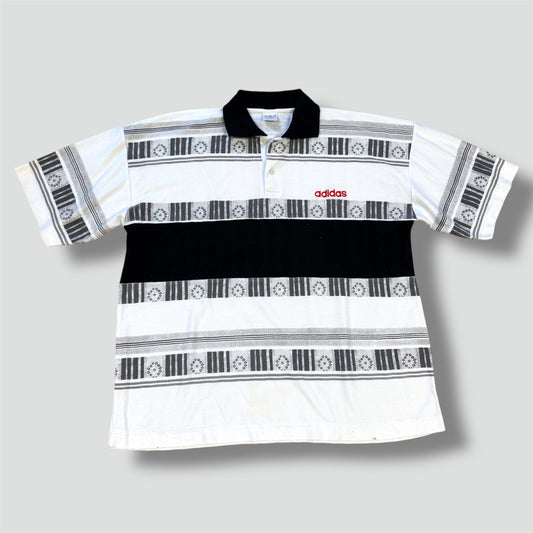 Adidas vintage striped pattern poloshirt