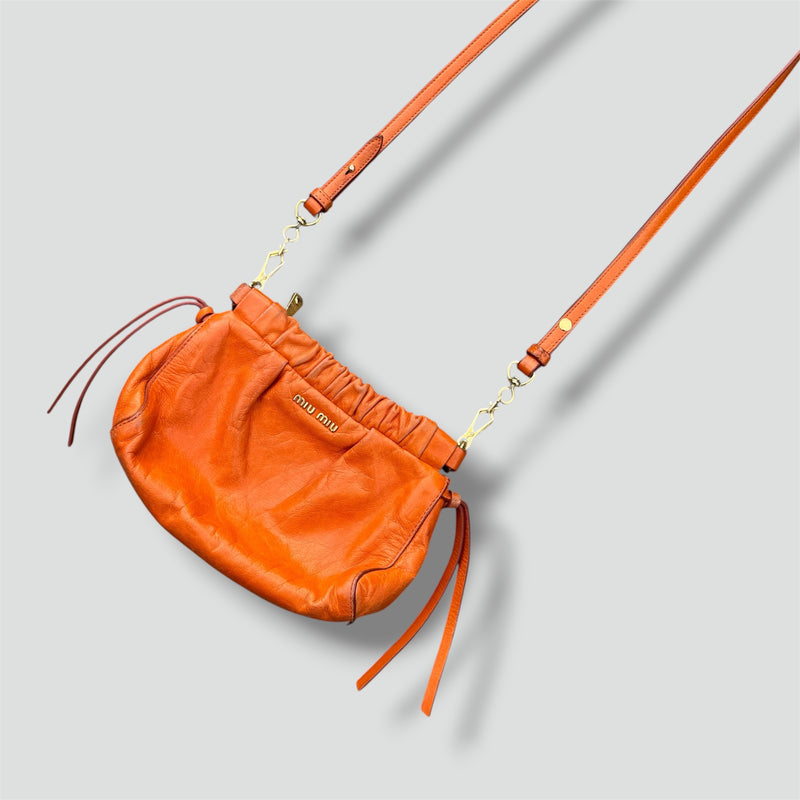 Sourced limited accessories and clothes Miu Miu orange leather mini-shoulder bag – Secondhand Streetwear