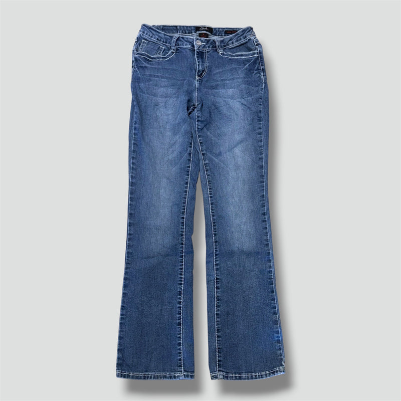 Detailansicht: Sourced limited accessories and clothes Earl y2k wide leg rhinestones jeans – Logo, Nähte oder Material