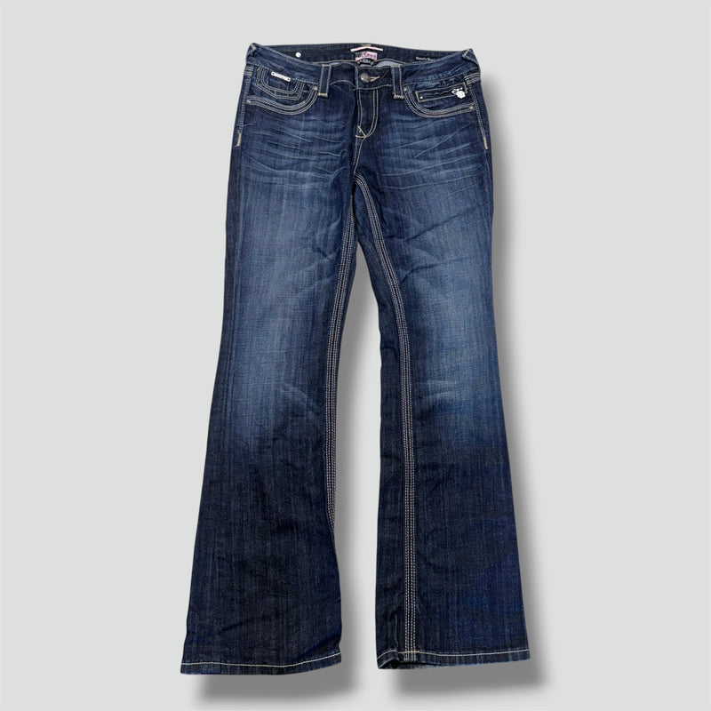 Detailansicht: Sourced limited accessories and clothes ReRock Barley boot wide leg y2k jeans – Logo, Nähte oder Material