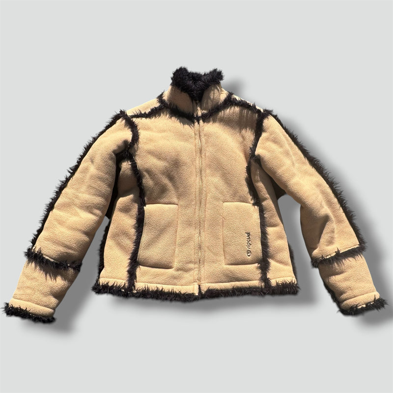 Sourced limited accessories and clothes Rio Curl retro beige fur-like fleece jacket – Secondhand Streetwear