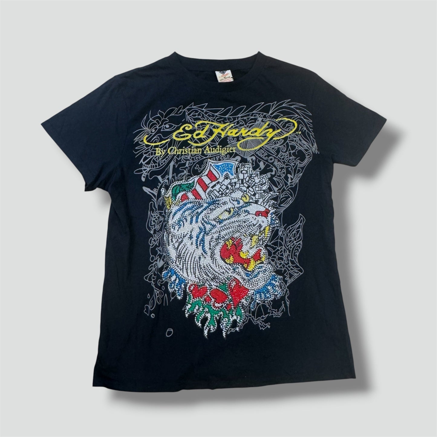 Ed Hardy vintage tiger y2k rhinestones shirt