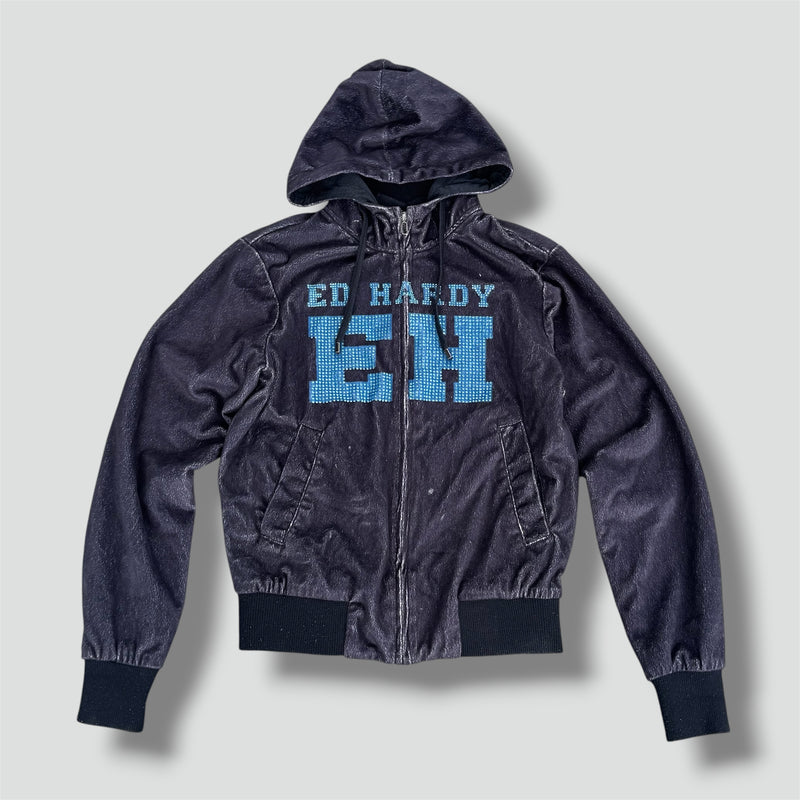 Sourced limited accessories and clothes Ed Hardy y2k fluffy rhinestones hoodie – Secondhand Streetwear