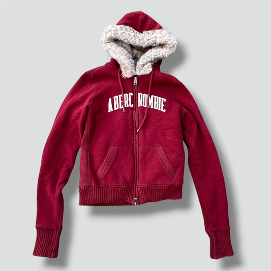 Abercrombie & Fitch red fur y2k zip-hoodie