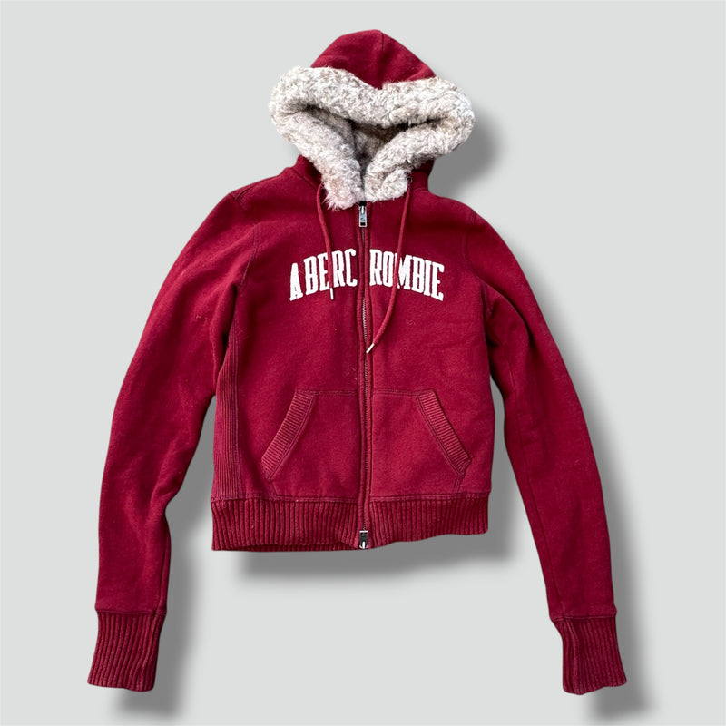 Sourced limited accessories and clothes Abercrombie & Fitch red fur y2k zip-hoodie – Secondhand Streetwear