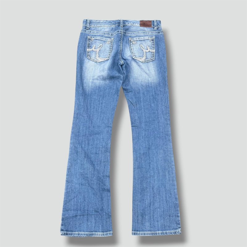 Sourced limited accessories and clothes Monrics y2k embroidered bootcut jeans – Secondhand Streetwear
