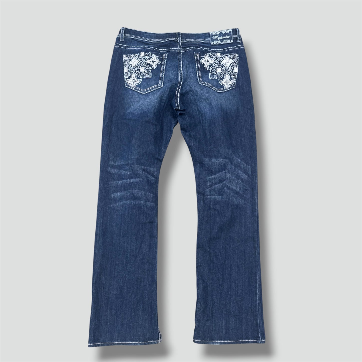 Hydraulic slim boot y2k embroidered jeans