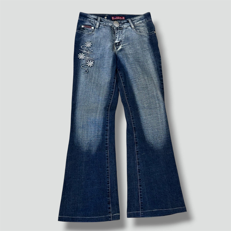 Detailansicht: Sourced limited accessories and clothes Fapong y2k floral spring bootcut jeans – Logo, Nähte oder Material