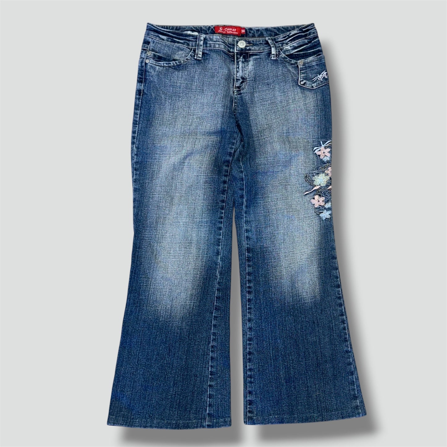 G Cause y2k bootcut floral denim jeans